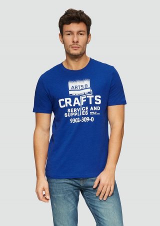s.Oliver Baumwoll-T-Shirt mit Frontprint und Flammgarnstruktur - ozeanblau s.Oliver Baumwoll-T-Shirt mit Frontprint und Flammgarnstruktur - ozeanblau
