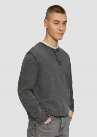s.Oliver Gewaschenes Henley-Longsleeve in Strukturjersey - grau s.Oliver Gewaschenes Henley-Longsleeve in Strukturjersey - grau