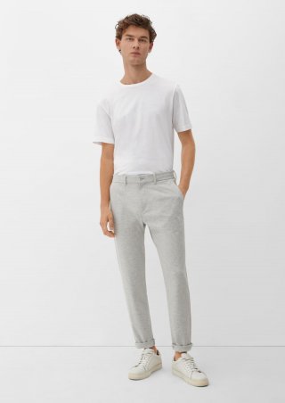 s.Oliver Slim: Joggsuit-Hose aus Stretch-Jersey - taubengrau