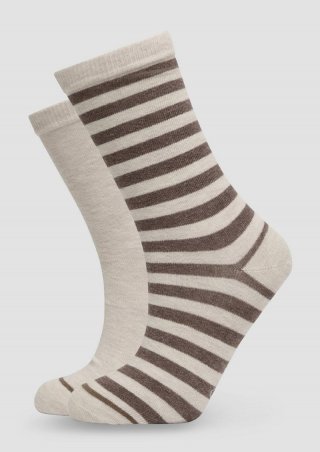 s.Oliver Socken im 4er-Pack mit Streifen-Detail - sandfarben