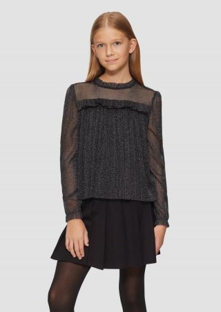s.Oliver Ausgestellte Bluse aus glitzerndem Mesh - schwarz s.Oliver Ausgestellte Bluse aus glitzerndem Mesh - schwarz