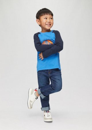 s.Oliver Langarmshirt mit Kontrastärmeln und Front-Print - navy s.Oliver Langarmshirt mit Kontrastärmeln und Front-Print - navy