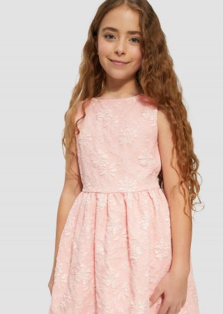 s.Oliver Festliches Jacquard-Kleid mit floralem Muster - zartrosa