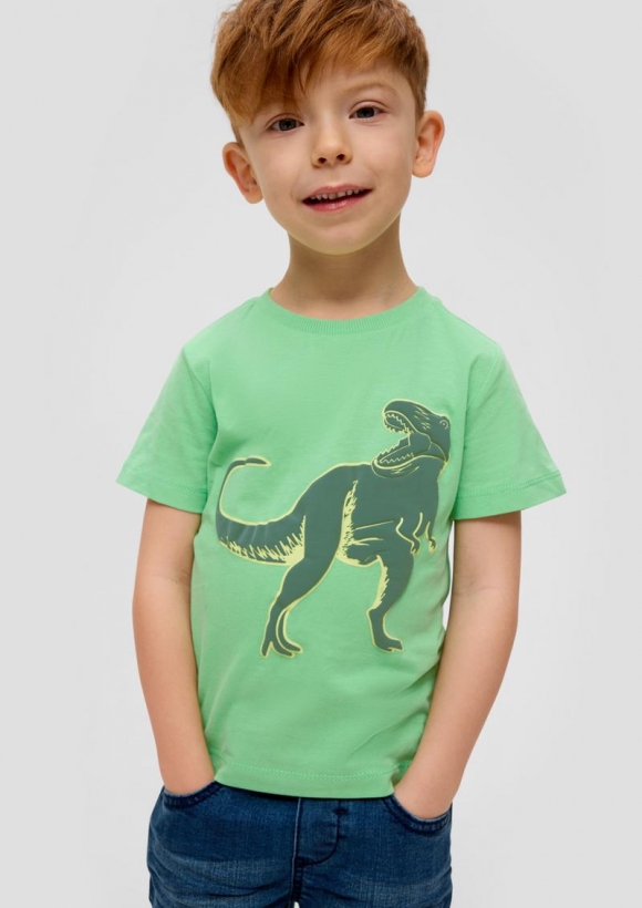 s.Oliver T-Shirt mit gummiertem Print - hellgrün