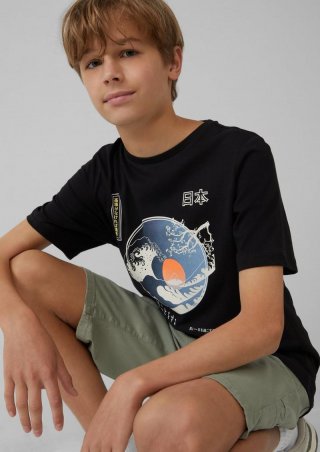 s.Oliver T-Shirt mit Frontprint - schwarz