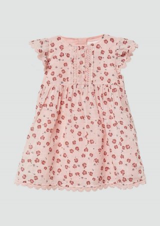 s.Oliver Ausgestelltes Baumwoll-Kleid mit Flügelärmeln und Spitzenbesatz - zartrosa s.Oliver Ausgestelltes Baumwoll-Kleid mit Flügelärmeln und Spitzenbesatz - zartrosa