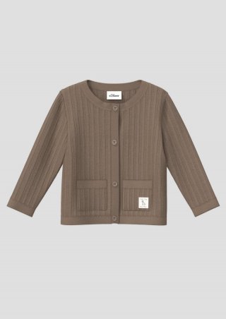 s.Oliver Unisex Cardigan mit Strickmuster und aufgesetzten Taschen - cognac
