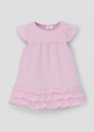 s.Oliver Sweatkleid mit Rüschen aus Lochspitze - rosa s.Oliver Sweatkleid mit Rüschen aus Lochspitze - rosa