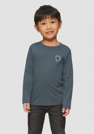 s.Oliver Unisex Longsleeve aus Baumwolle mit kleinem Print-Detail - schiefergrau s.Oliver Unisex Longsleeve aus Baumwolle mit kleinem Print-Detail - schiefergrau