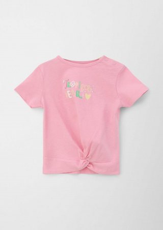 s.Oliver T-Shirt mit Schriftprint und Knoten Detail - rosa s.Oliver T-Shirt mit Schriftprint und Knoten Detail - rosa