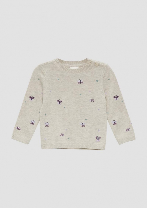 s.Oliver Strickpullover mit Stickerei - helles beige s.Oliver Strickpullover mit Stickerei - helles beige