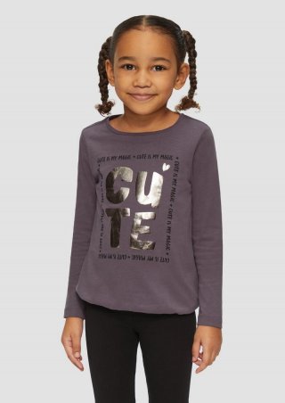 s.Oliver Langarmshirt mit Foil-Print und Gummibund - flieder s.Oliver Langarmshirt mit Foil-Print und Gummibund - flieder