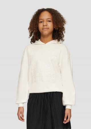 s.Oliver Oversized-Sweatshirt mit Kapuze und gummiertem Frontprint - ecru s.Oliver Oversized-Sweatshirt mit Kapuze und gummiertem Frontprint - ecru