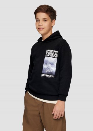 s.Oliver Wärmendes Kapuzen-Sweatshirt mit Frontprint - schwarz s.Oliver Wärmendes Kapuzen-Sweatshirt mit Frontprint - schwarz