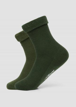 s.Oliver Plüschsocken im Doppelpack - olivgrün s.Oliver Plüschsocken im Doppelpack - olivgrün