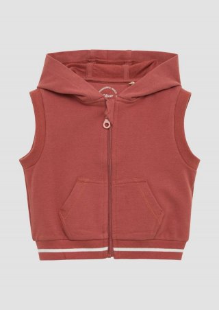 s.Oliver Sweat-Weste aus Baumwollstretch mit Kapuze - rubinrot