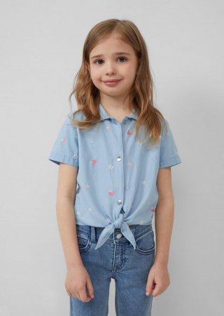 s.Oliver Gewaschene Bluse aus Denim mit All-over-Stickerei - blau s.Oliver Gewaschene Bluse aus Denim mit All-over-Stickerei - blau