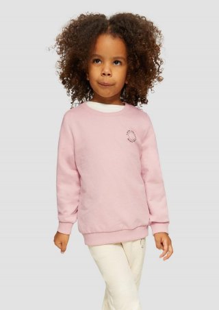 s.Oliver Unisex Sweatshirt mit Rippbündchen und kleinem Print-Detail - zartrosa