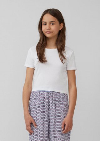 s.Oliver Verkürztes T-Shirt im Slim Fit aus Rippware - weiß