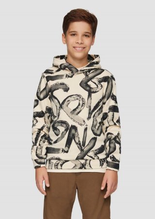 s.Oliver Wärmender Hoodie mit All-over-Print - beige