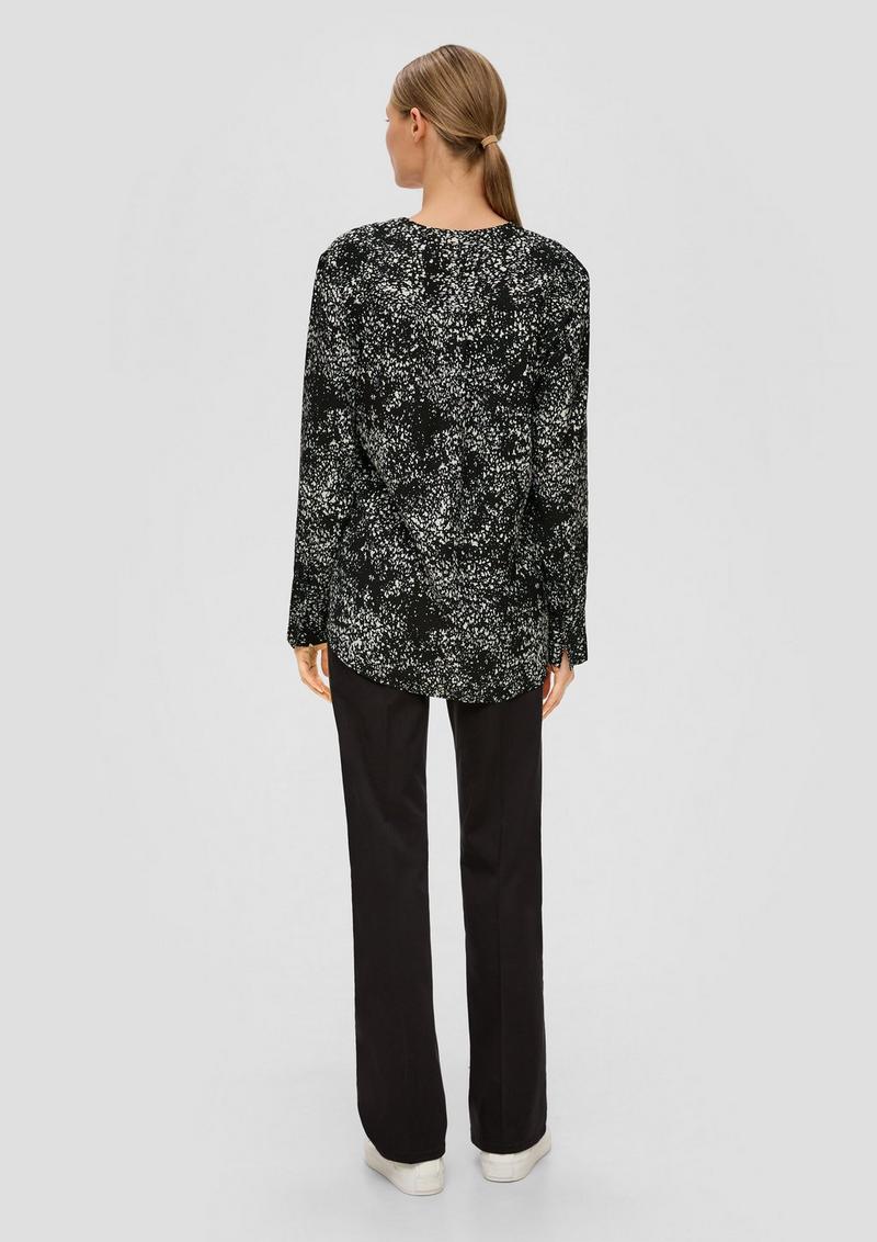 s.Oliver Gemusterte Bluse im Loose Fit - schwarz