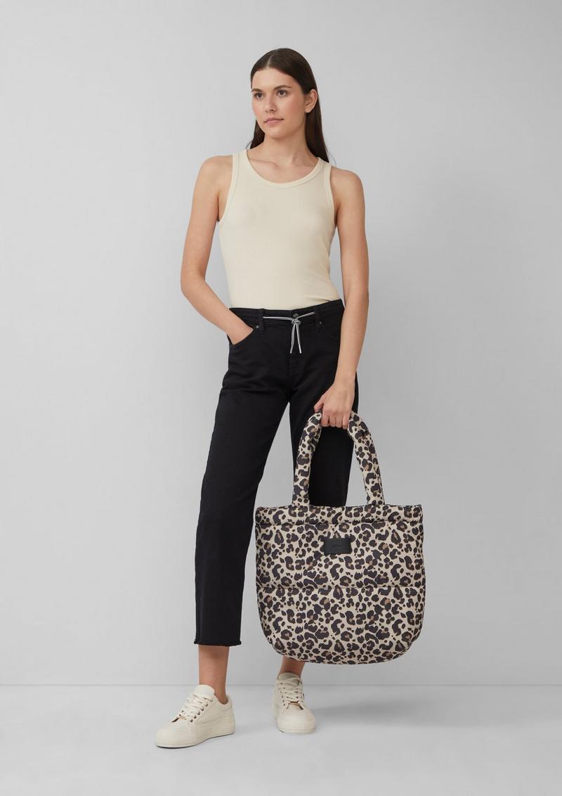 s.Oliver Shopper mit Leo-Muster - helles beige