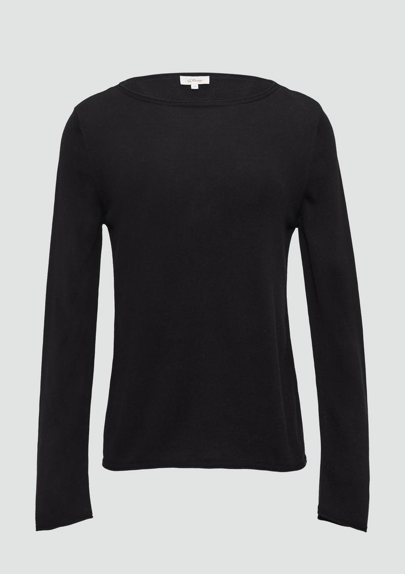 s.Oliver Leichter Feinstrickpullover mit Rollkante - schwarz