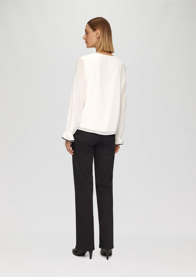s.Oliver Chiffon-Bluse mit Rüschen-Besatz - ecru