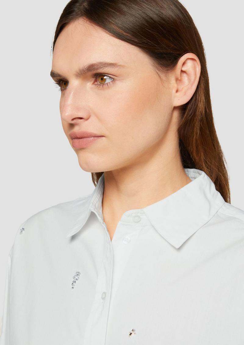 s.Oliver Baumwollbluse mit Schmucksteinen - weiß