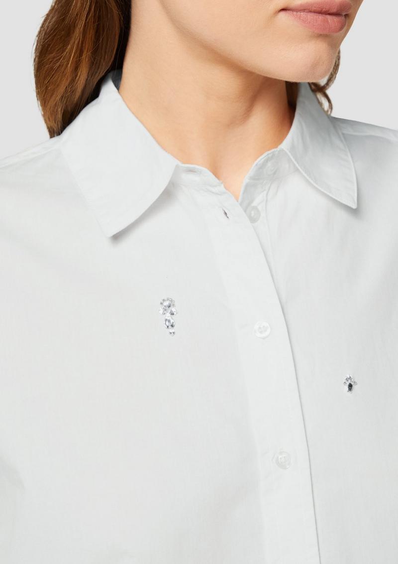 s.Oliver Baumwollbluse mit Schmucksteinen - weiß