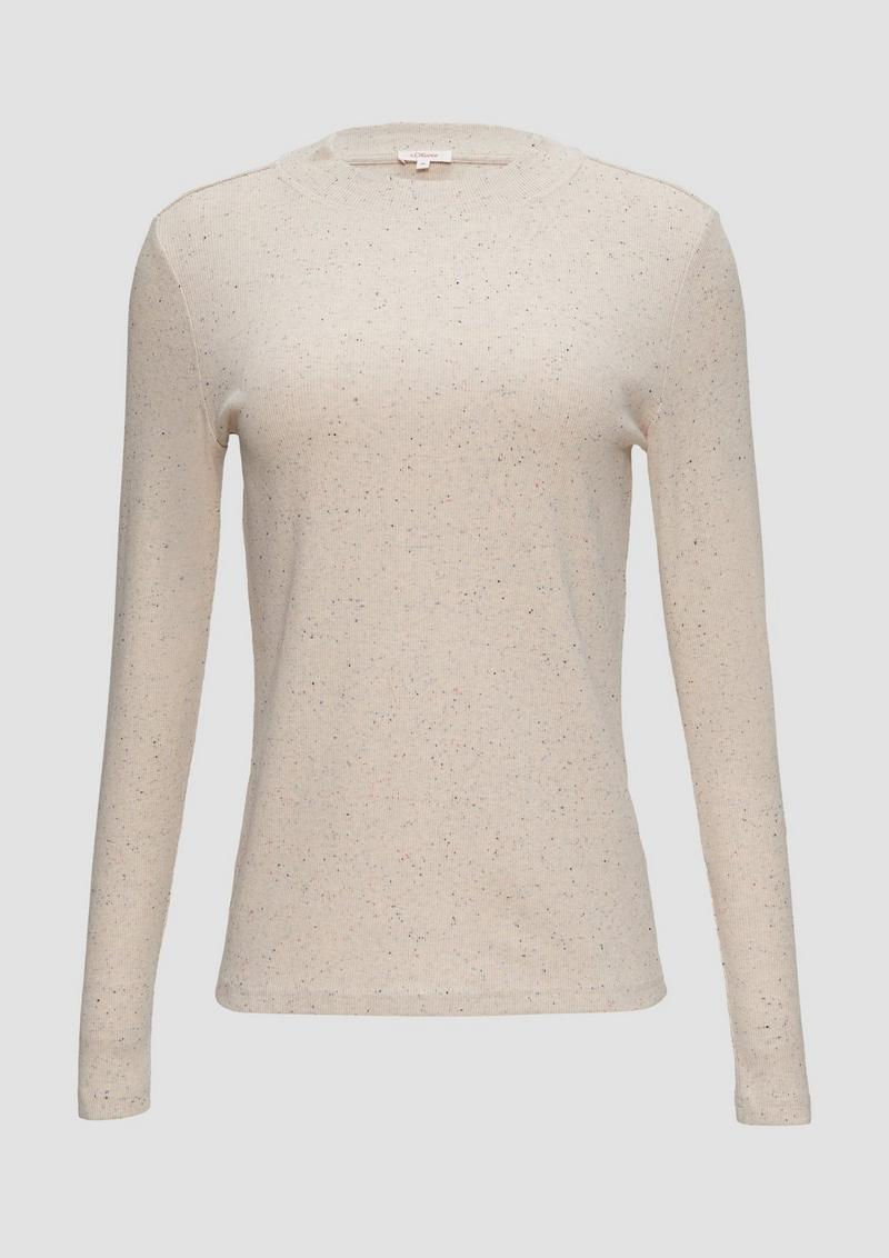 s.Oliver Geripptes Jerseyshirt aus Effektgarn - beige
