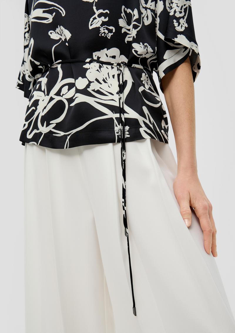s.Oliver Bluse mit Stoffbindegürtel - schwarz