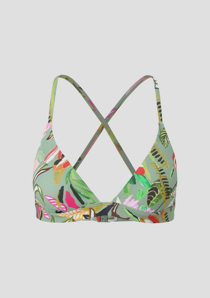 s.Oliver Triangel-Bikini-Top mit Blumenmuster - minze