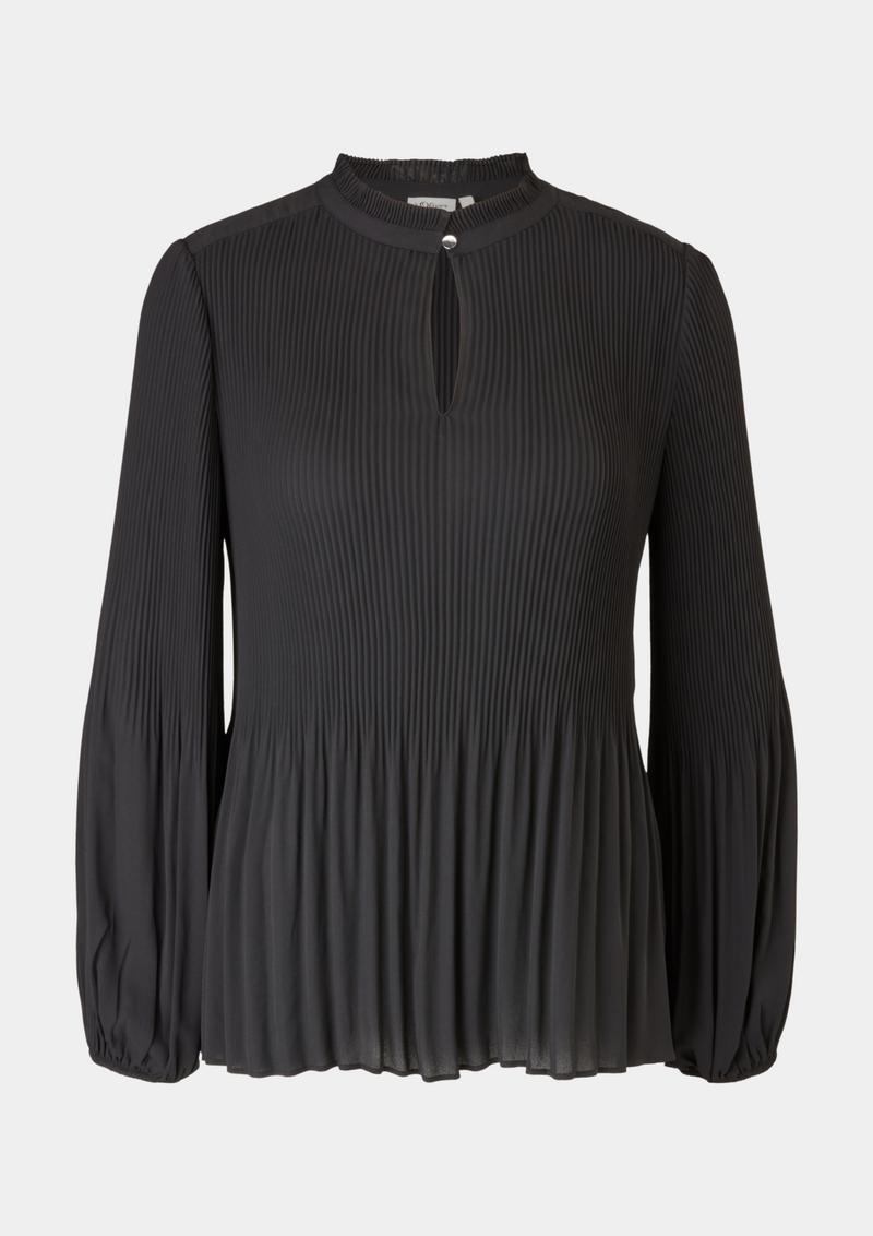 s.Oliver Plissée-Bluse aus Chiffon - schwarz