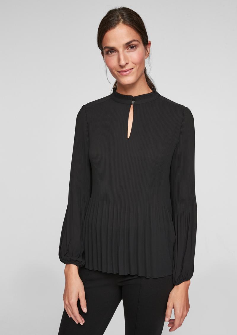 s.Oliver Plissée-Bluse aus Chiffon - schwarz