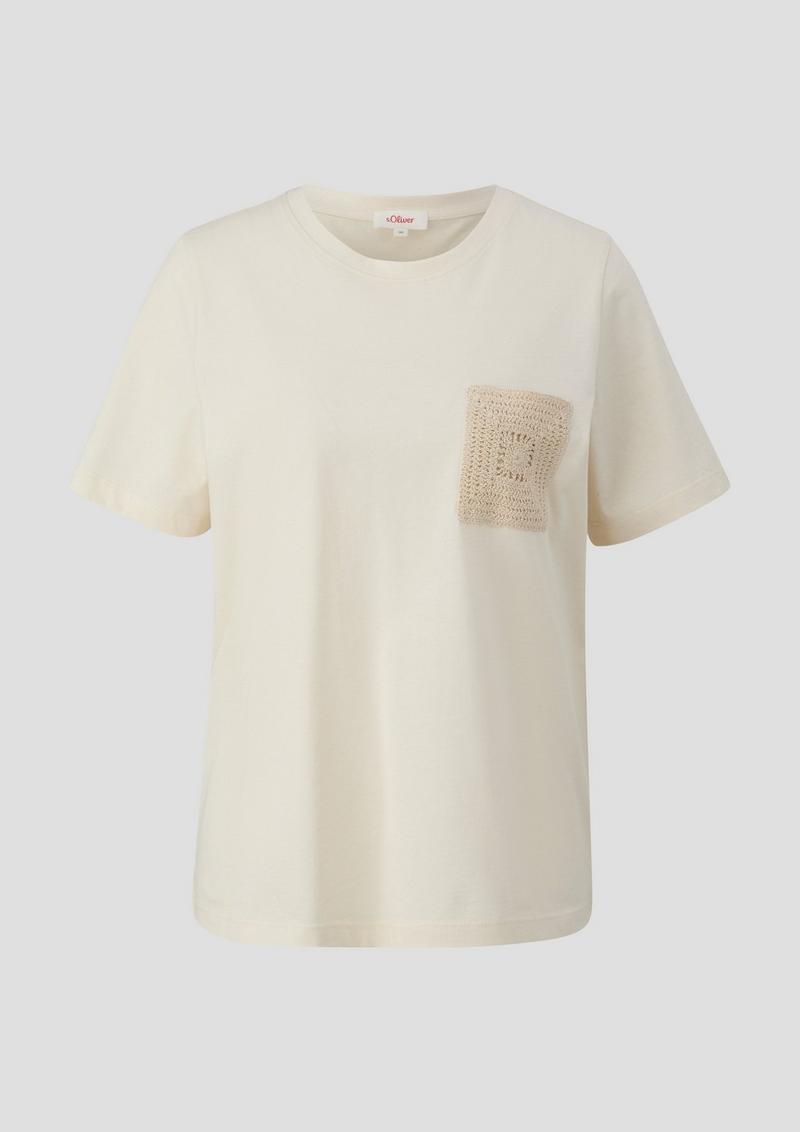 s.Oliver T-Shirt mit Häkel-Detail - beige