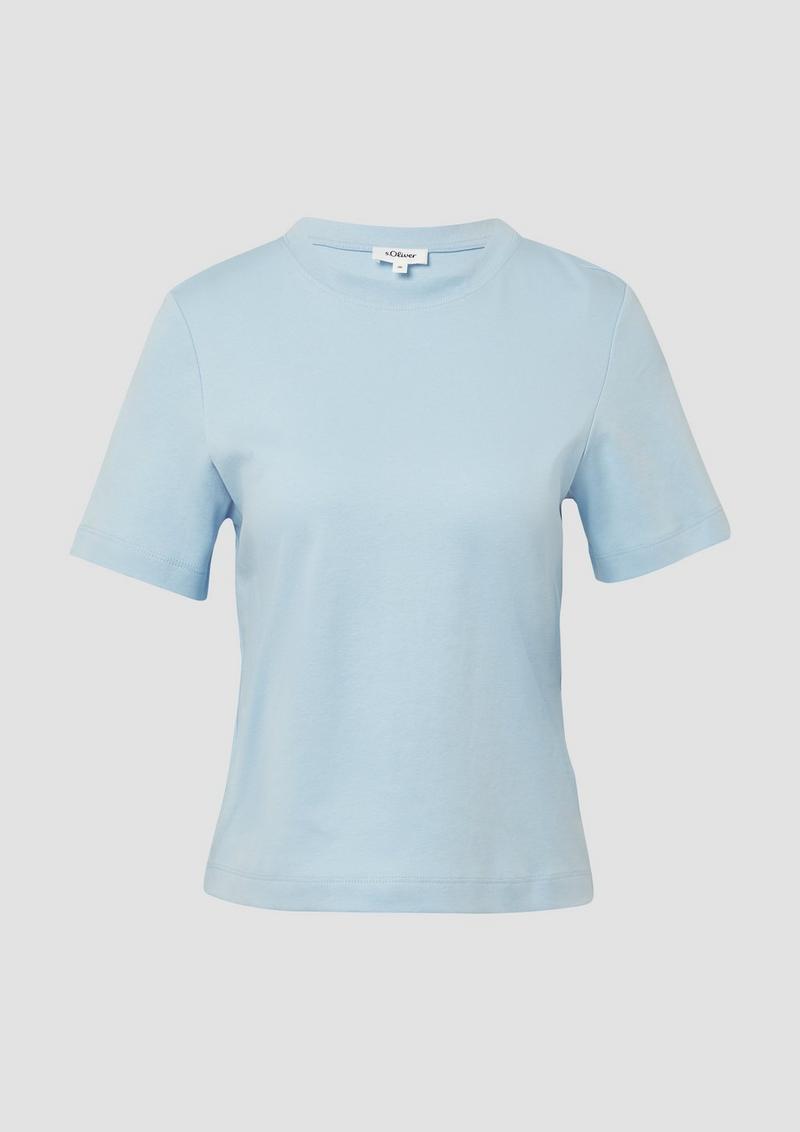 s.Oliver Verkürztes T-Shirt aus Interlockjersey - hellblau