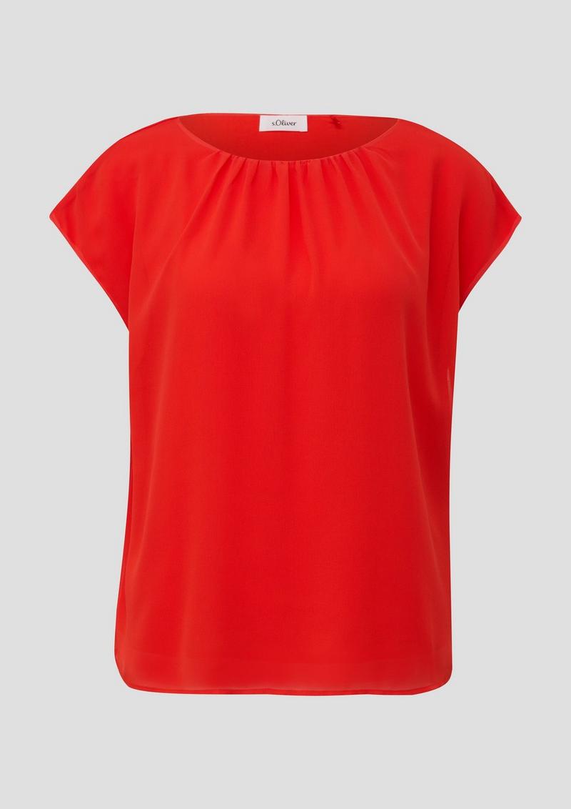 s.Oliver Chiffonbluse mit Raffung - preiselbeere