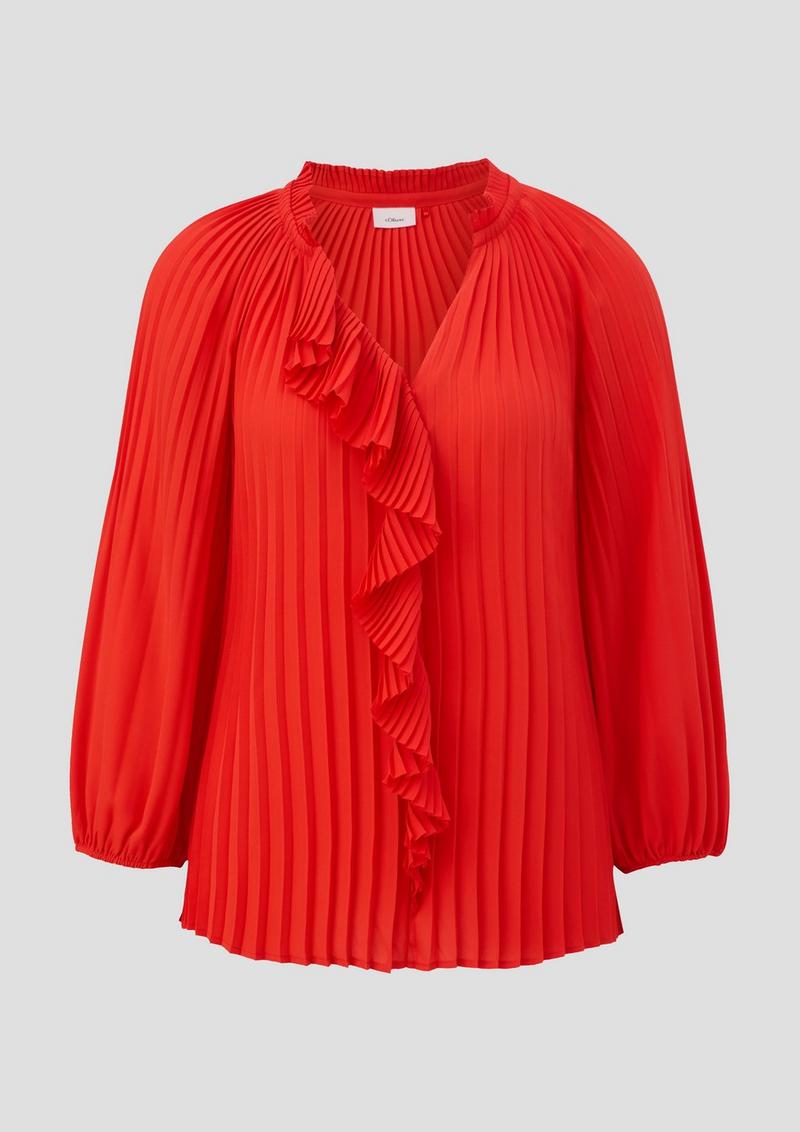s.Oliver Plissee-Bluse mit Volant - preiselbeere