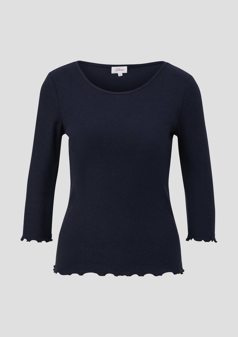 s.Oliver 3/4-Ärmel-Shirt mit Rollsaum - navy