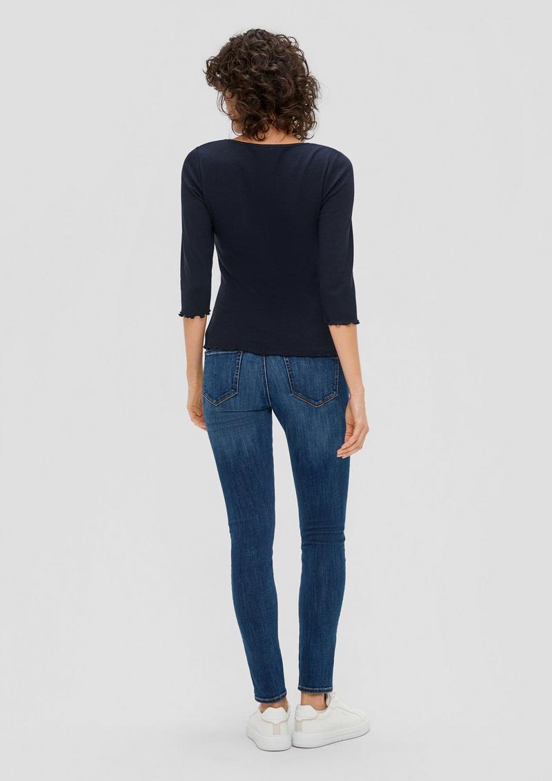 s.Oliver 3/4-Ärmel-Shirt mit Rollsaum - navy