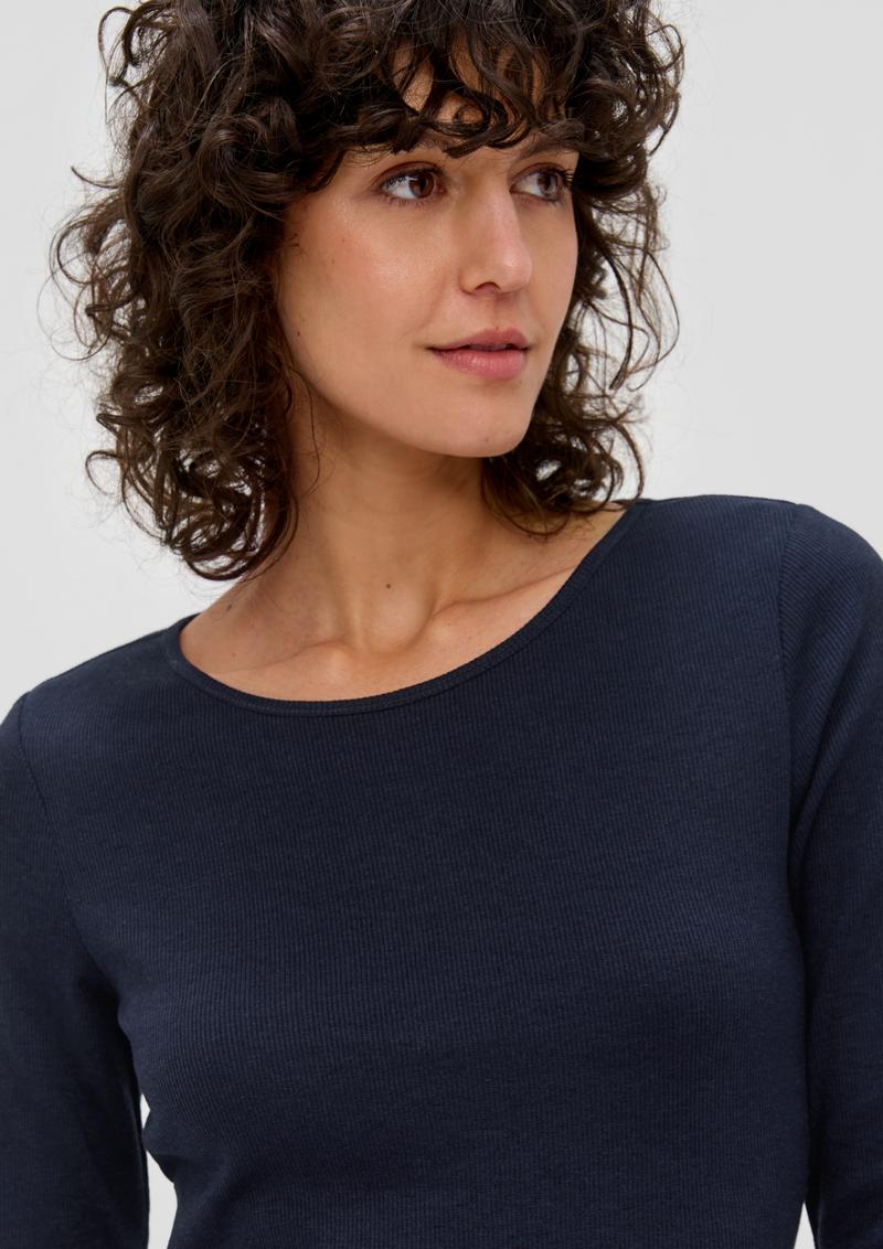s.Oliver 3/4-Ärmel-Shirt mit Rollsaum - navy