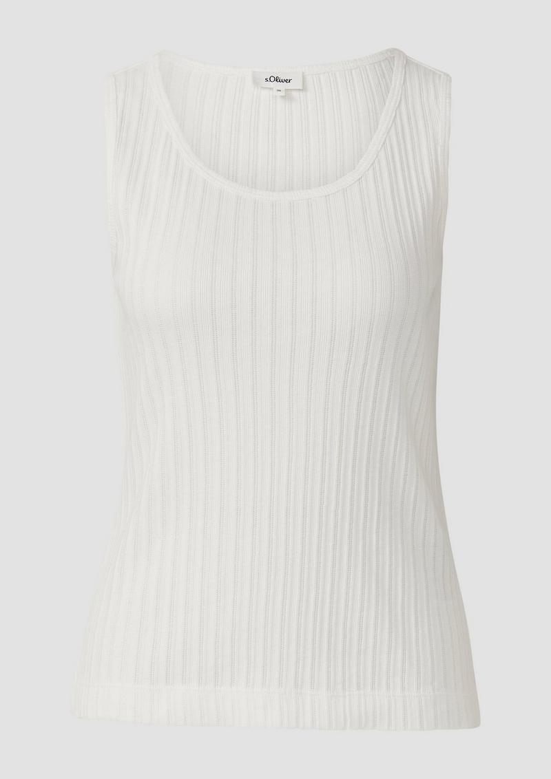 s.Oliver Semitransparentes Slim-Fit-Top aus Ajour-Rippe - ecru
