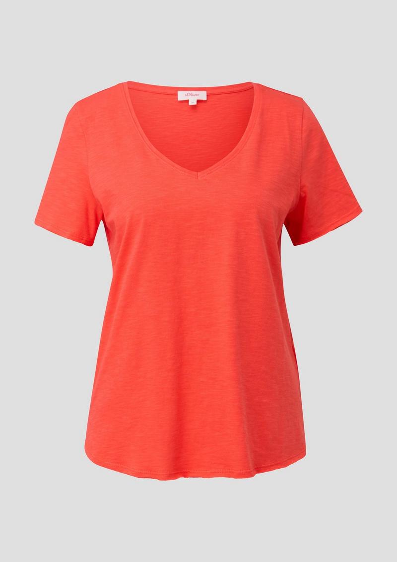 s.Oliver T-Shirt mit V-Ausschnitt - orange