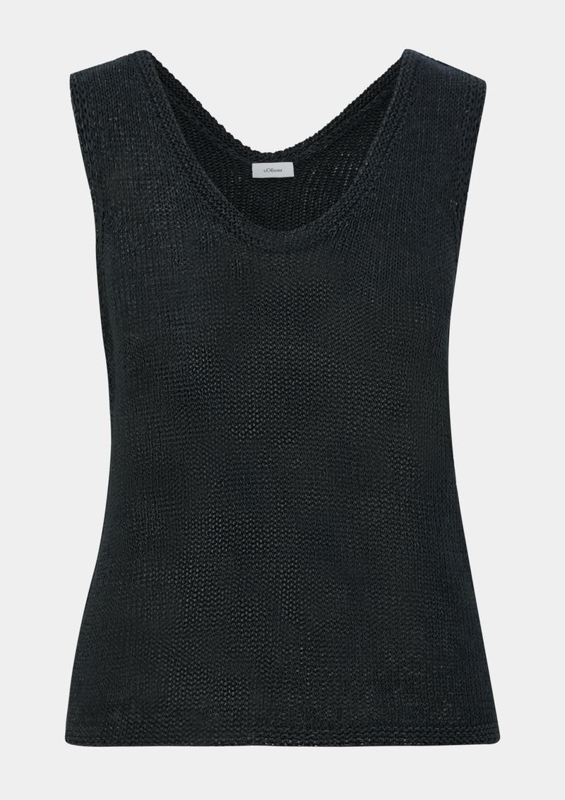 s.Oliver Strickshirt mit V-Ausschnitt - schwarz