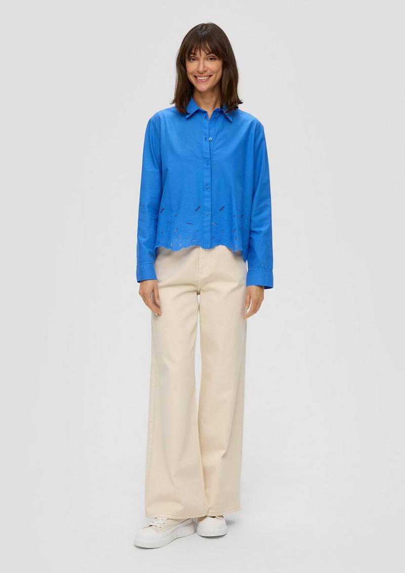 s.Oliver Langarmbluse mit Broderie Anglaise - royalblau