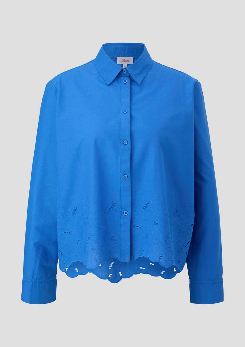 s.Oliver Langarmbluse mit Broderie Anglaise - royalblau