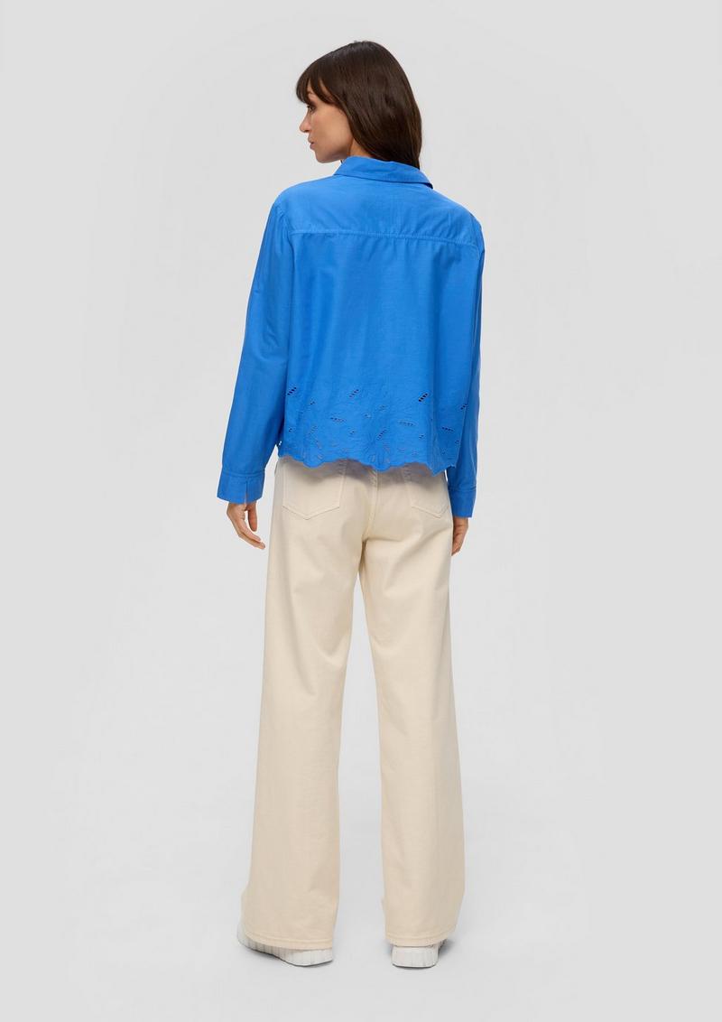 s.Oliver Langarmbluse mit Broderie Anglaise - royalblau