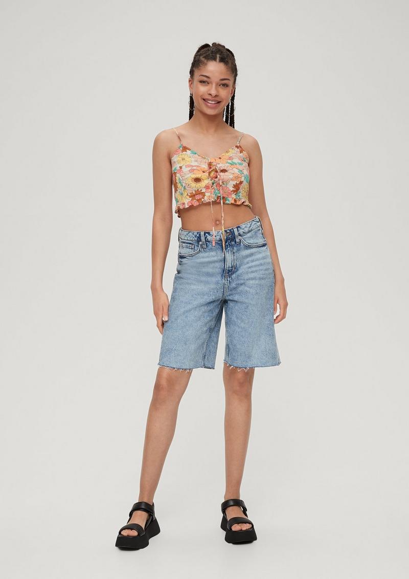 s.Oliver Crop Bluse aus Baumwolle - beige