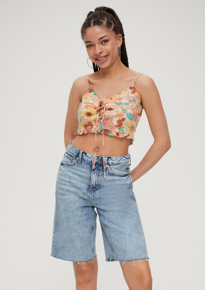 s.Oliver Crop Bluse aus Baumwolle - beige